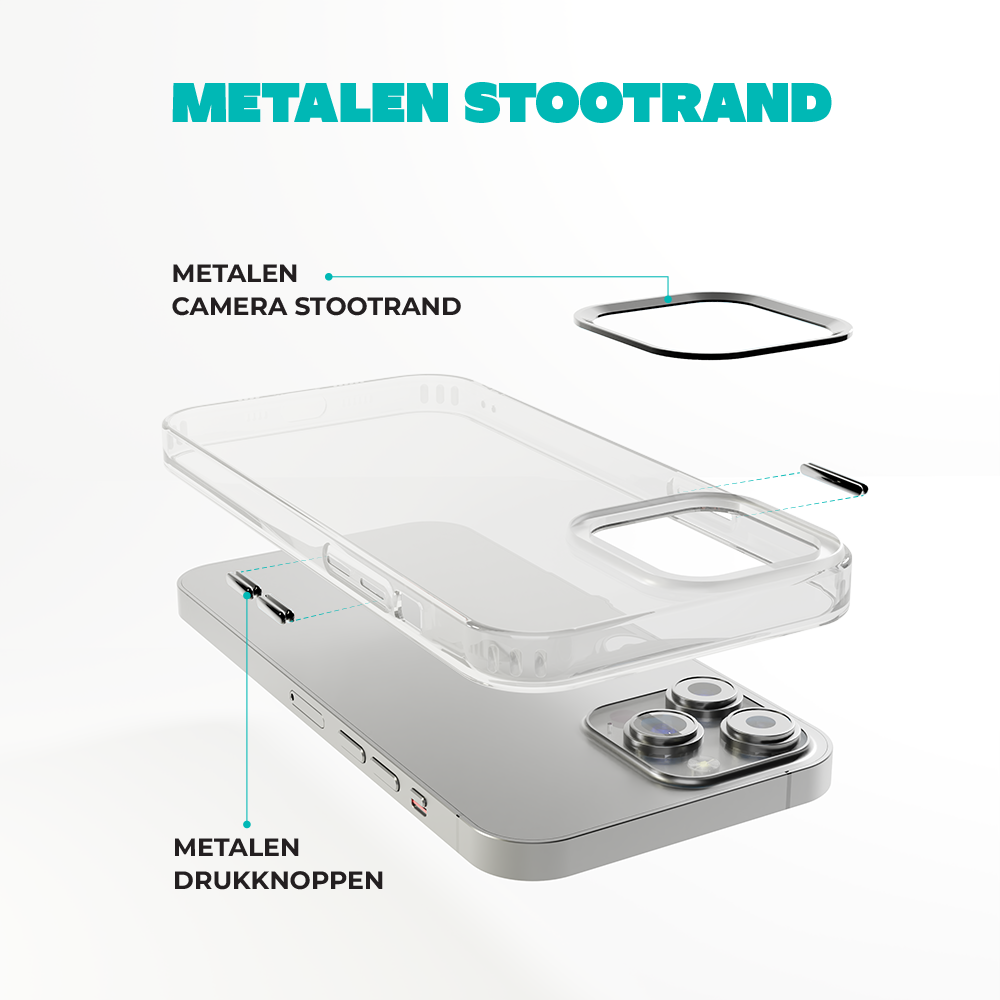 Coverzs Coverzs geschikt voor iPhone 14 Pro hard case met metalen camera bumper (zwart) + ShieldCase screenprotector - beschermglas iPhone bescherming - iPhone case bescherm hoesje + Screenprotector