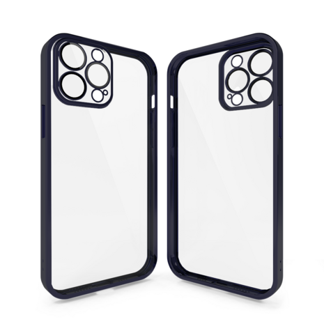 Coverzs Coverzs geschikt voor iPhone 14 Pro hoesje clear soft case camera cover (zwart) + ShieldCase screenprotector - beschermglas iPhone bescherming - iPhone case bescherm hoesje + Screenprotector