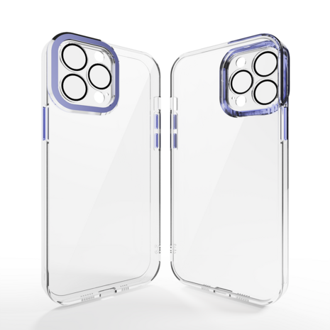 Coverzs Coverzs geschikt voor iPhone 14 Pro hoesje transparant camera cover (donkerblauw) + ShieldCase screenprotector - beschermglas iPhone bescherming - iPhone case bescherm hoesje + Screenprotector