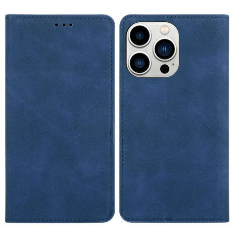 Coverzs Coverzs geschikt voor iPhone 14 Pro Luxe bookcase (blauw) + ShieldCase screenprotector - beschermglas iPhone bescherming - iPhone case bescherm hoesje + Screenprotector