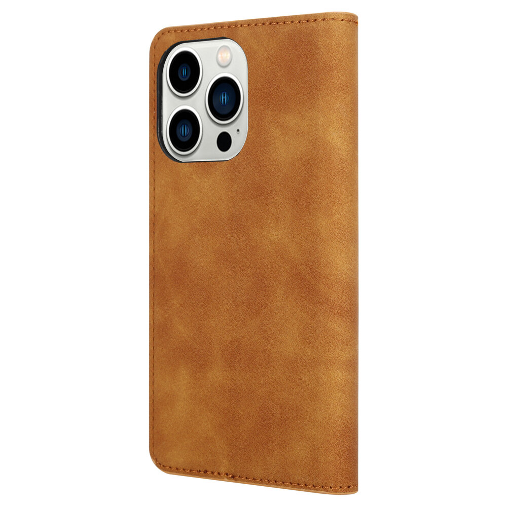 Coverzs Coverzs geschikt voor iPhone 14 Pro Luxe bookcase (bruin) + ShieldCase screenprotector - beschermglas iPhone bescherming - iPhone case bescherm hoesje + Screenprotector