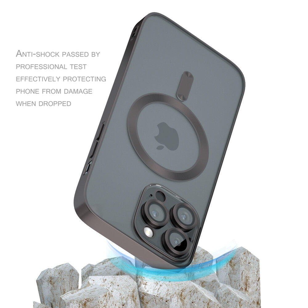 Coverzs Coverzs geschikt voor iPhone 14 Pro Magsafe hoesje met camera cover (zwart) + ShieldCase screenprotector - beschermglas iPhone bescherming - iPhone case bescherm hoesje + Screenprotector