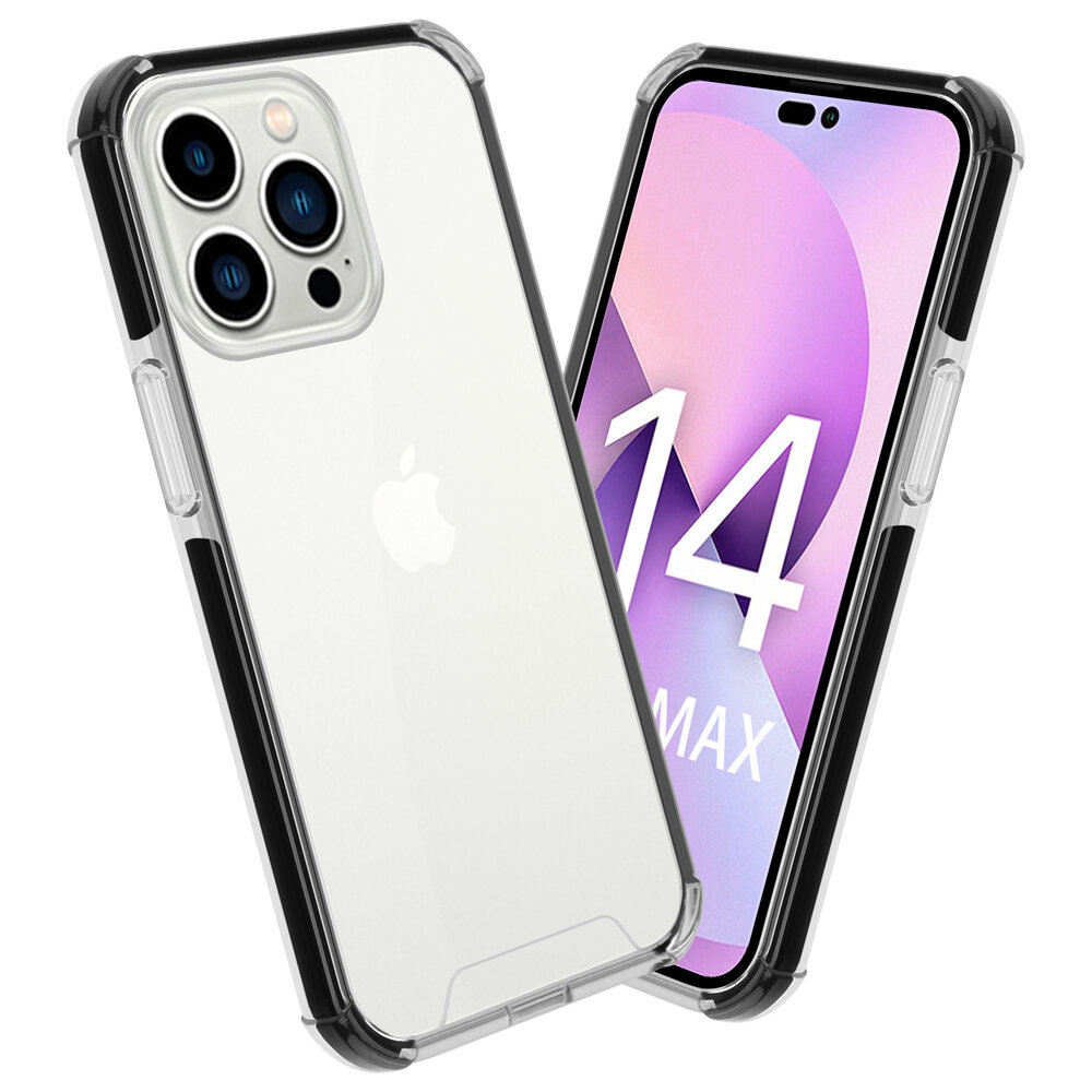 Coverzs Coverzs geschikt voor iPhone 14 Pro Max 3in1 shock case (transparant) + ShieldCase screenprotector - beschermglas iPhone bescherming - iPhone case bescherm hoesje + Screenprotector