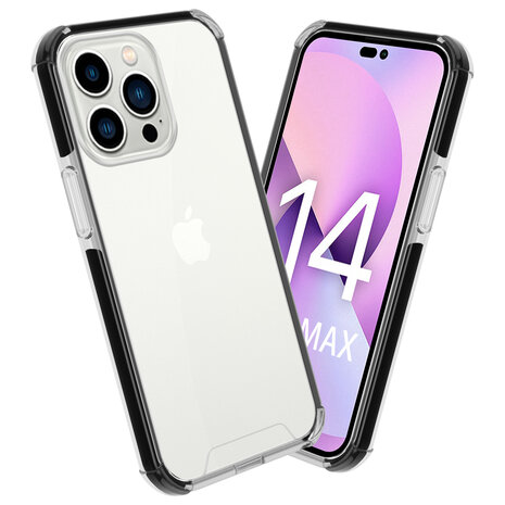 Coverzs Coverzs geschikt voor iPhone 14 Pro Max 3in1 shock case (transparant) + ShieldCase screenprotector - beschermglas iPhone bescherming - iPhone case bescherm hoesje + Screenprotector
