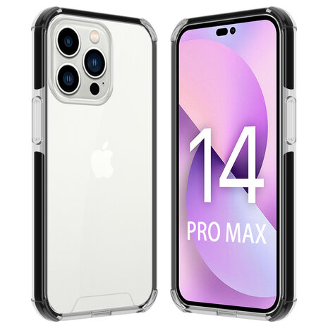 Coverzs Coverzs geschikt voor iPhone 14 Pro Max 3in1 shock case (transparant) + ShieldCase screenprotector - beschermglas iPhone bescherming - iPhone case bescherm hoesje + Screenprotector