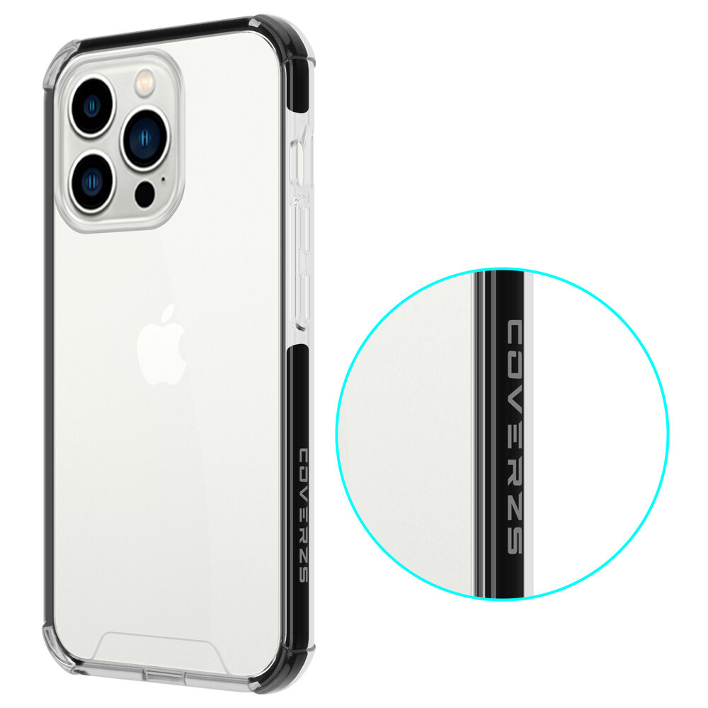 Coverzs Coverzs geschikt voor iPhone 14 Pro Max 3in1 shock case (transparant) + ShieldCase screenprotector - beschermglas iPhone bescherming - iPhone case bescherm hoesje + Screenprotector