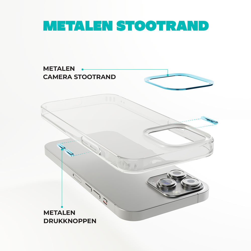 Coverzs Coverzs geschikt voor iPhone 14 Pro Max hard case met metalen camera bumper (blauw) + ShieldCase screenprotector - beschermglas iPhone bescherming - iPhone case bescherm hoesje + Screenprotector