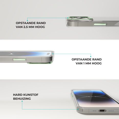 Coverzs Coverzs geschikt voor iPhone 14 Pro Max hard case met metalen camera bumper (groen) + ShieldCase screenprotector - beschermglas iPhone bescherming - iPhone case bescherm hoesje + Screenprotector