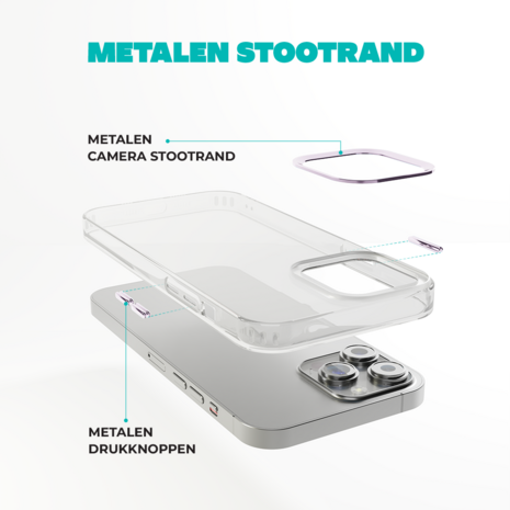 Coverzs Coverzs geschikt voor iPhone 14 Pro Max hard case met metalen camera bumper (paars) + ShieldCase screenprotector - beschermglas iPhone bescherming - iPhone case bescherm hoesje + Screenprotector