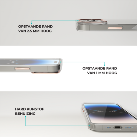 Coverzs Coverzs geschikt voor iPhone 14 Pro Max hard case met metalen camera bumper (roze) + ShieldCase screenprotector - beschermglas iPhone bescherming - iPhone case bescherm hoesje + Screenprotector