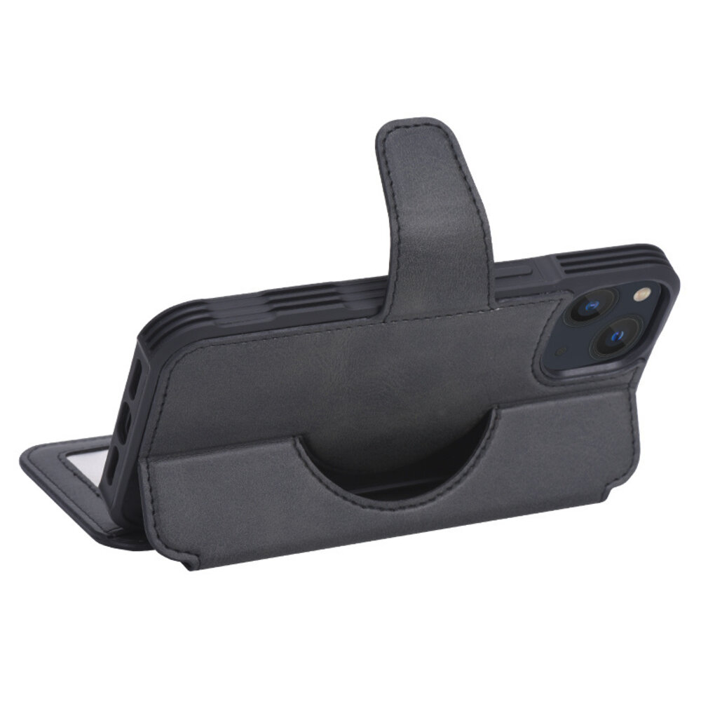 Coverzs Coverzs geschikt voor iPhone 14 Pro Max hoesje leer bookcase Magsafe (zwart) + ShieldCase screenprotector - beschermglas iPhone bescherming - iPhone case bescherm hoesje + Screenprotector