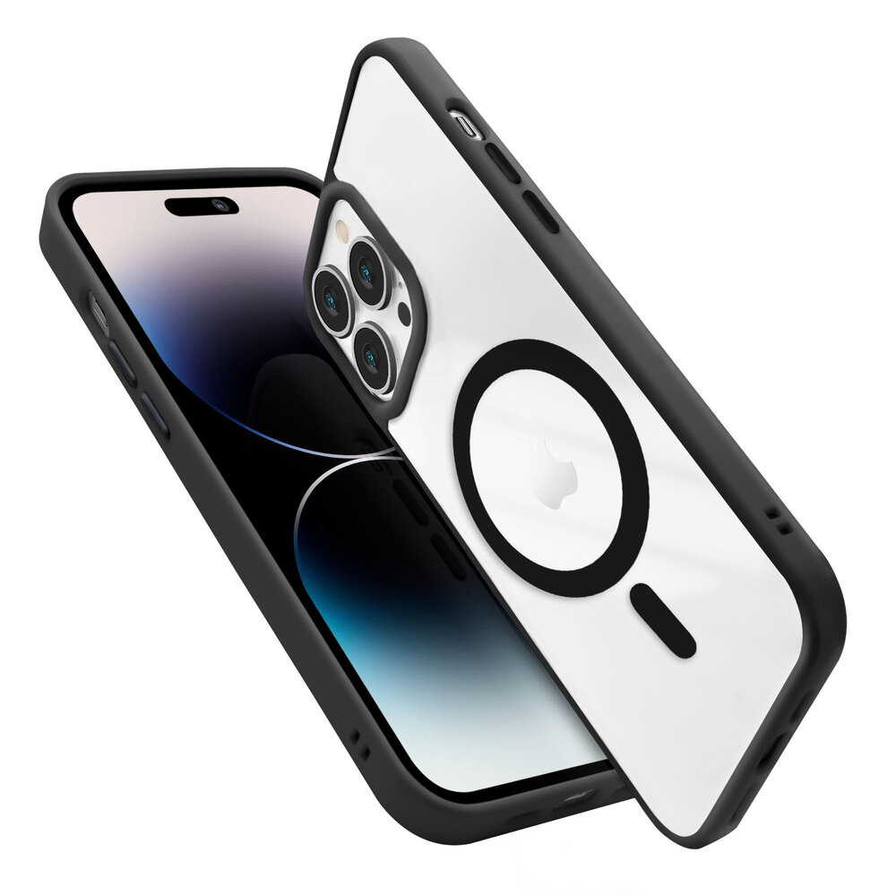 Coverzs Coverzs geschikt voor iPhone 14 Pro Max hoesje Magsafe mat (zwart) + ShieldCase screenprotector - beschermglas iPhone bescherming - iPhone case bescherm hoesje + Screenprotector