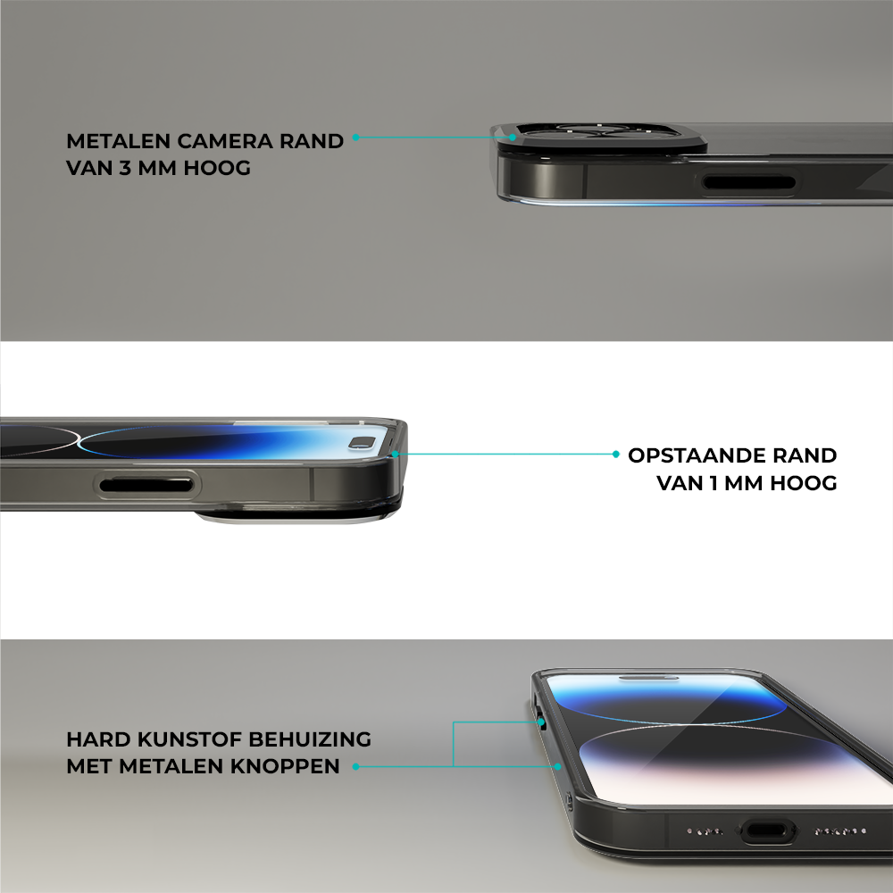 Coverzs Coverzs geschikt voor iPhone 14 Pro Max hoesje transparant camera cover (zwart) + ShieldCase screenprotector - beschermglas iPhone bescherming - iPhone case bescherm hoesje + Screenprotector