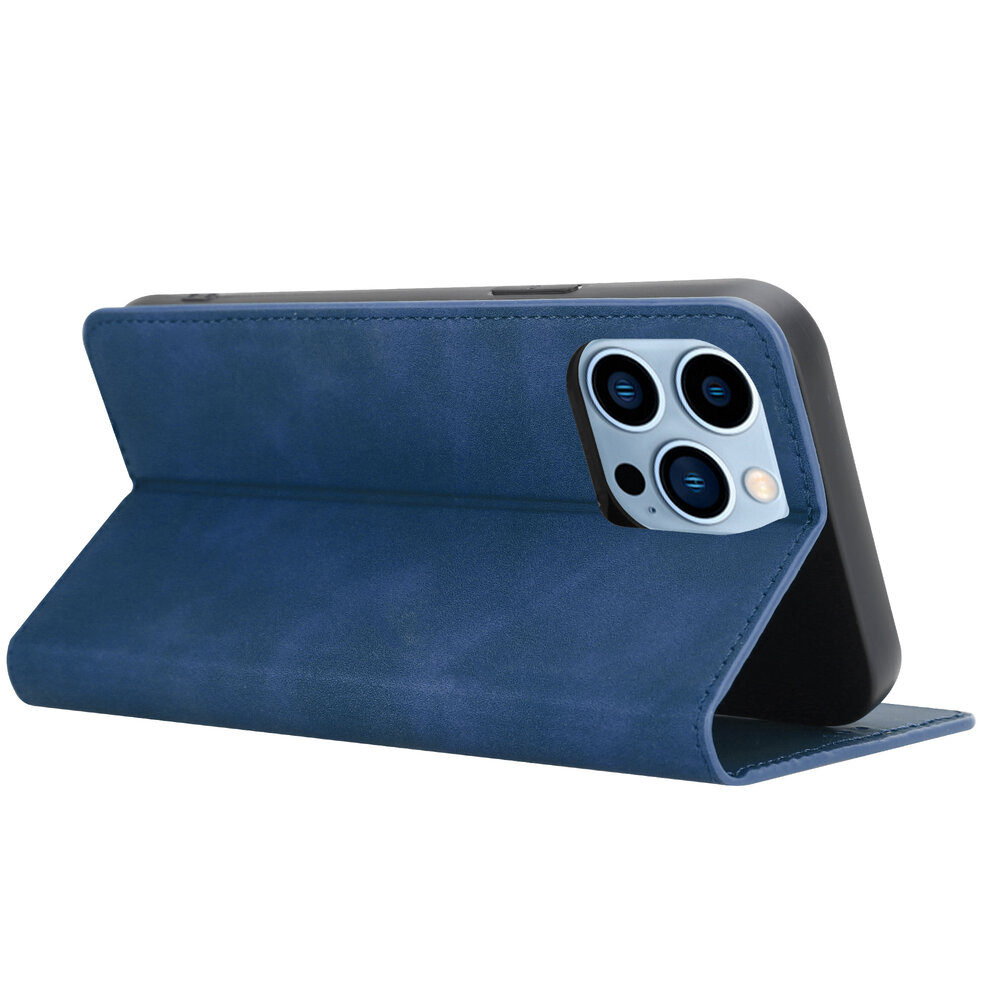 Coverzs Coverzs geschikt voor iPhone 14 Pro Max Luxe bookcase (blauw) + ShieldCase screenprotector - beschermglas iPhone bescherming - iPhone case bescherm hoesje + Screenprotector