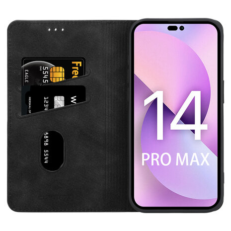 Coverzs Coverzs geschikt voor iPhone 14 Pro Max Luxe bookcase (zwart) + ShieldCase screenprotector - beschermglas iPhone bescherming - iPhone case bescherm hoesje + Screenprotector