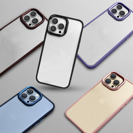 Coverzs Coverzs geschikt voor iPhone 14 Pro Max solid bumper hoesje mat (paars) + ShieldCase screenprotector - beschermglas iPhone bescherming - iPhone case bescherm hoesje + Screenprotector