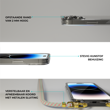 Coverzs Coverzs geschikt voor iPhone 14 Pro Max transparante case met koord (aqua/roze) + ShieldCase screenprotector - beschermglas iPhone bescherming - iPhone case bescherm hoesje + Screenprotector Coverzs Coverzs geschikt voor iPhone 14 Pro Max transparante case met koord (aqua/roze) + ShieldCase screenprotector - beschermglas iPhone bescherming - iPhone case bescherm hoesje + Screenprotector