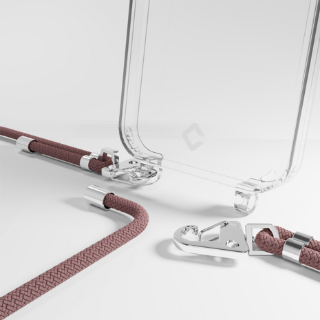 Coverzs Coverzs geschikt voor iPhone 14 Pro Max transparante case met koord (roze) + ShieldCase screenprotector - beschermglas iPhone bescherming - iPhone case bescherm hoesje + Screenprotector