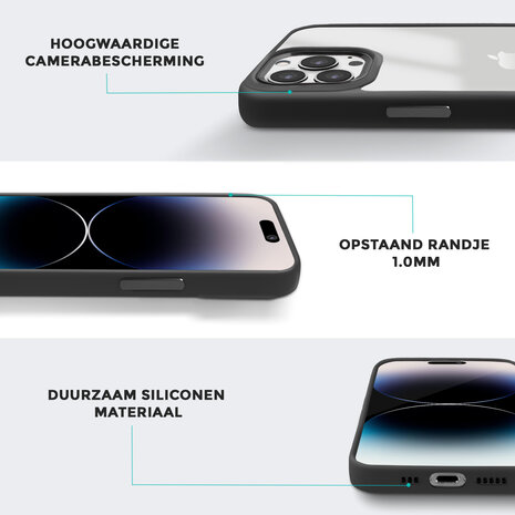 Coverzs Coverzs geschikt voor iPhone 14 Pro solid bumper hoesje mat (zwart) + ShieldCase screenprotector - beschermglas iPhone bescherming - iPhone case bescherm hoesje + Screenprotector