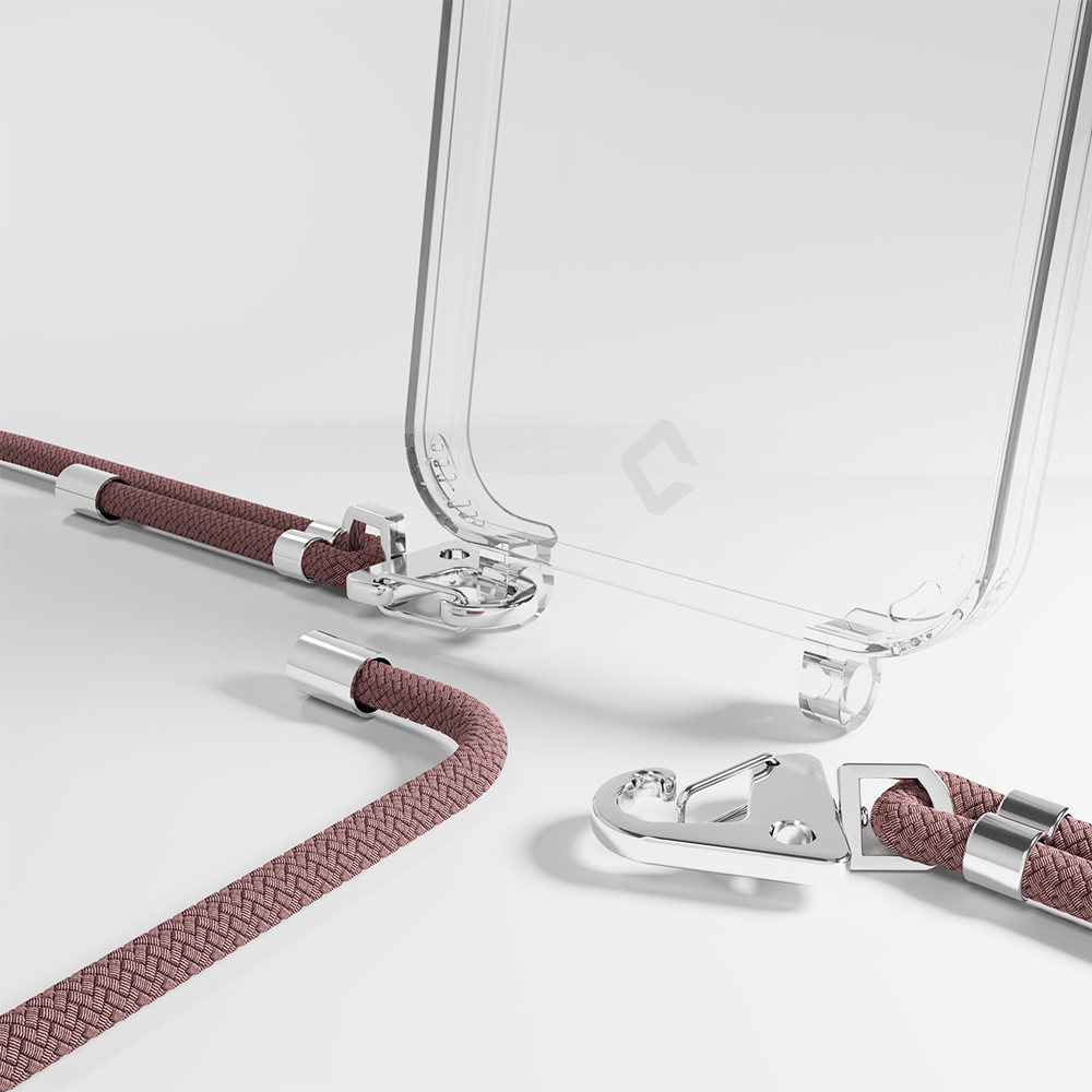 Coverzs Coverzs geschikt voor iPhone 14 Pro transparante case met koord (roze) + ShieldCase screenprotector - beschermglas iPhone bescherming - iPhone case bescherm hoesje + Screenprotector