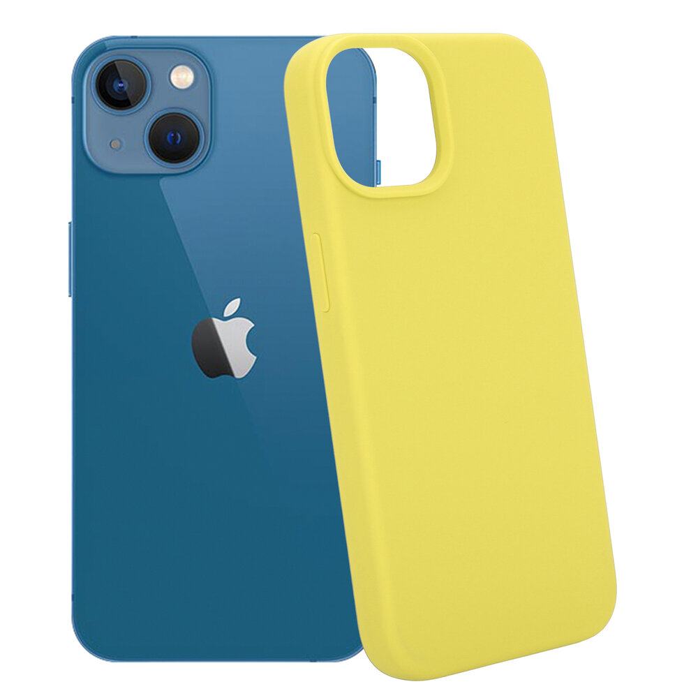 Coverzs Coverzs Luxe Liquid Silicone case geschikt voor iPhone 14 (geel) + ShieldCase screenprotector - beschermglas iPhone bescherming - iPhone case bescherm hoesje + Screenprotector