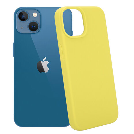 Coverzs Coverzs Luxe Liquid Silicone case geschikt voor iPhone 14 (geel) + ShieldCase screenprotector - beschermglas iPhone bescherming - iPhone case bescherm hoesje + Screenprotector