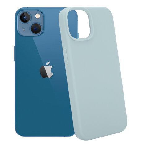 Coverzs Coverzs Luxe Liquid Silicone case geschikt voor iPhone 14 (grijsblauw) + ShieldCase screenprotector - beschermglas iPhone bescherming - iPhone case bescherm hoesje + Screenprotector