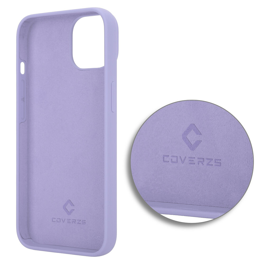 Coverzs Coverzs Luxe Liquid Silicone case geschikt voor iPhone 14 (paars) + ShieldCase screenprotector - beschermglas iPhone bescherming - iPhone case bescherm hoesje + Screenprotector