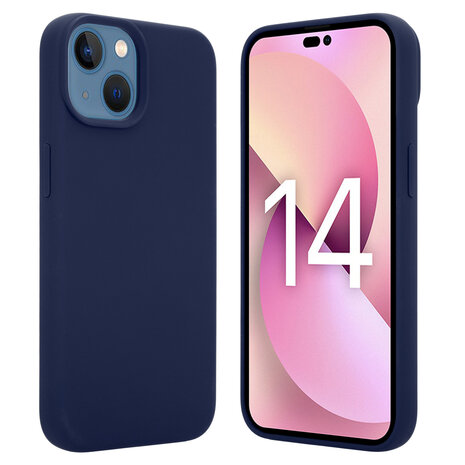 Coverzs Coverzs Luxe Liquid Silicone case geschikt voor iPhone 14 (royaal blauw) + ShieldCase screenprotector - beschermglas iPhone bescherming - iPhone case bescherm hoesje + Screenprotector