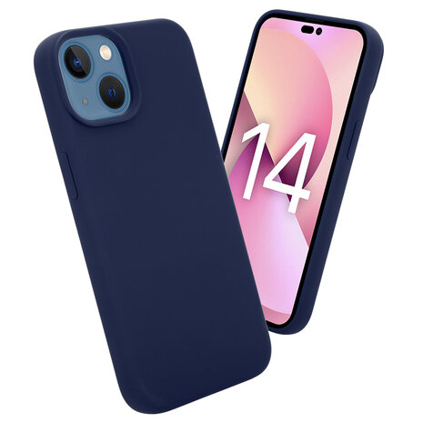 Coverzs Coverzs Luxe Liquid Silicone case geschikt voor iPhone 14 (royaal blauw) + ShieldCase screenprotector - beschermglas iPhone bescherming - iPhone case bescherm hoesje + Screenprotector