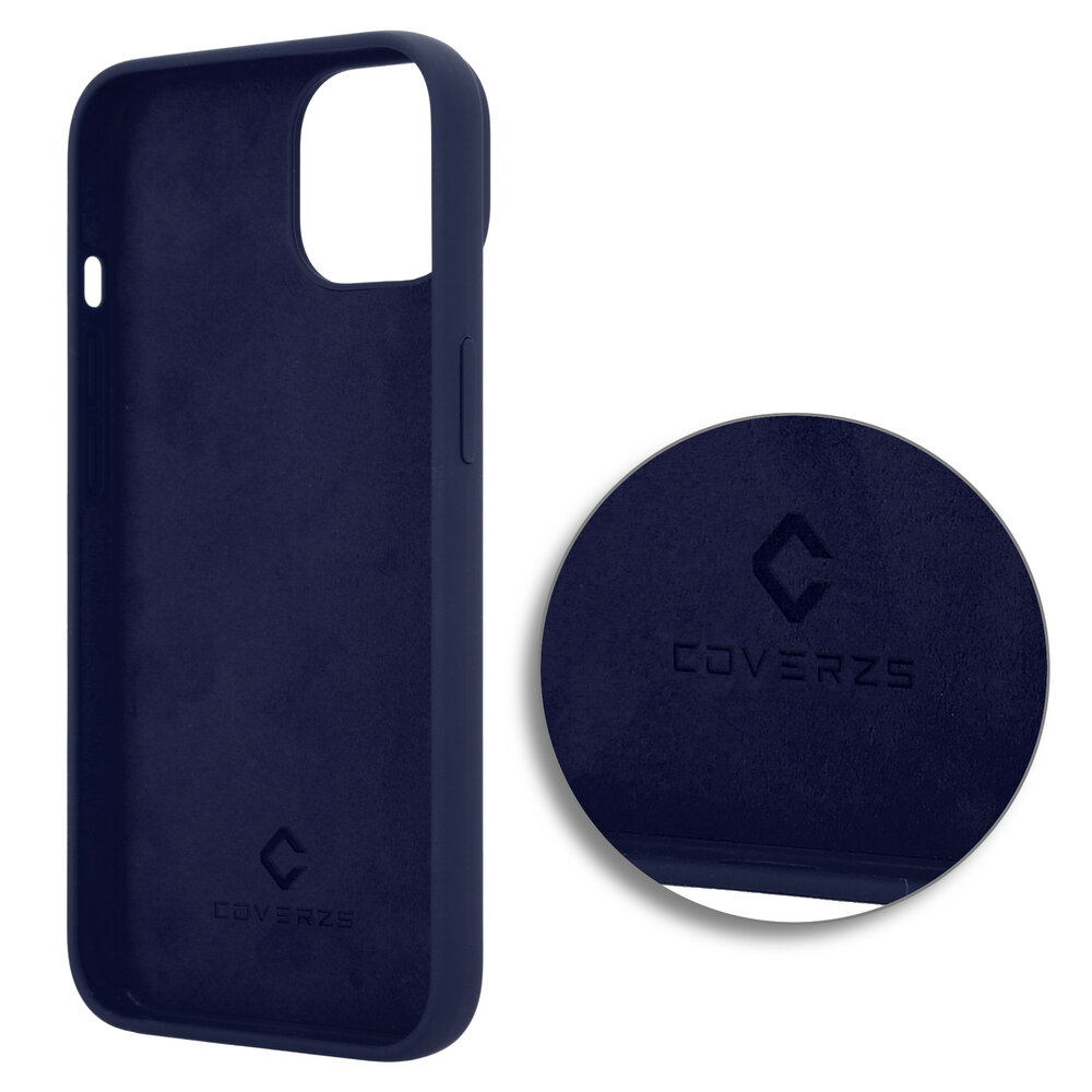 Coverzs Coverzs Luxe Liquid Silicone case geschikt voor iPhone 14 (royaal blauw) + ShieldCase screenprotector - beschermglas iPhone bescherming - iPhone case bescherm hoesje + Screenprotector