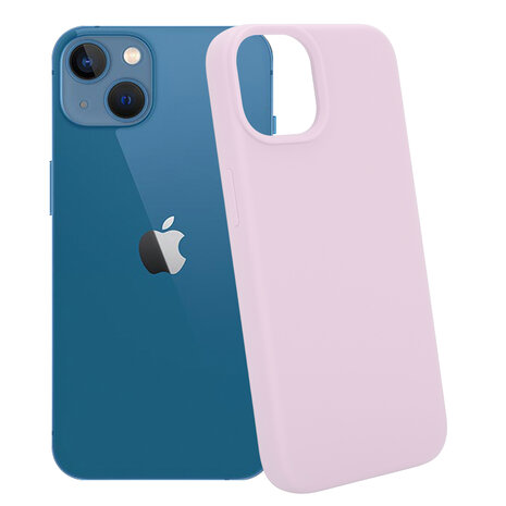 Coverzs Coverzs Luxe Liquid Silicone case geschikt voor iPhone 14 (roze) + ShieldCase screenprotector - beschermglas iPhone bescherming - iPhone case bescherm hoesje + Screenprotector