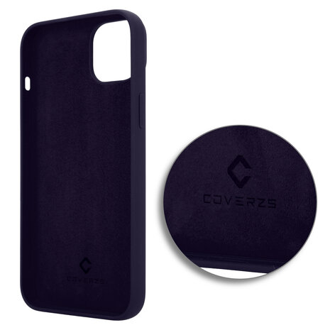 Coverzs Coverzs Luxe Liquid Silicone case geschikt voor iPhone 14 Plus (navy blauw) + ShieldCase screenprotector - beschermglas iPhone bescherming - iPhone case bescherm hoesje + Screenprotector