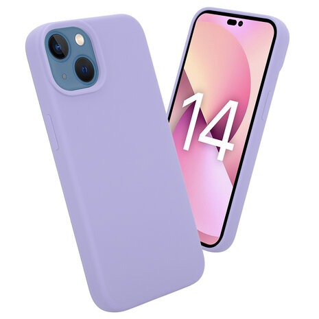 Coverzs Coverzs Luxe Liquid Silicone case geschikt voor iPhone 14 Plus (paars) + ShieldCase screenprotector - beschermglas iPhone bescherming - iPhone case bescherm hoesje + Screenprotector