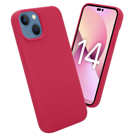 Coverzs Coverzs Luxe Liquid Silicone case geschikt voor iPhone 14 Plus (rood) + ShieldCase screenprotector - beschermglas iPhone bescherming - iPhone case bescherm hoesje + Screenprotector