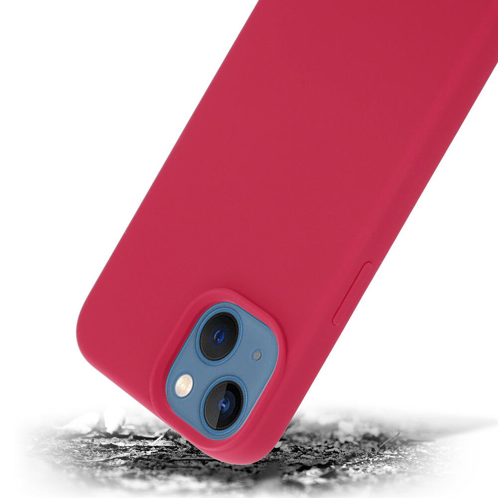 Coverzs Coverzs Luxe Liquid Silicone case geschikt voor iPhone 14 Plus (rood) + ShieldCase screenprotector - beschermglas iPhone bescherming - iPhone case bescherm hoesje + Screenprotector