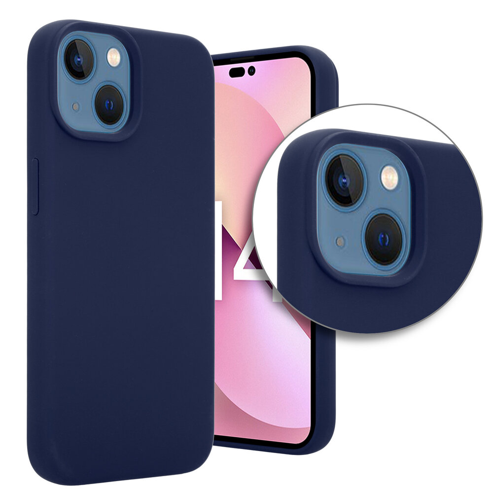Coverzs Coverzs Luxe Liquid Silicone case geschikt voor iPhone 14 Plus (royaal blauw) + ShieldCase screenprotector - beschermglas iPhone bescherming - iPhone case bescherm hoesje + Screenprotector
