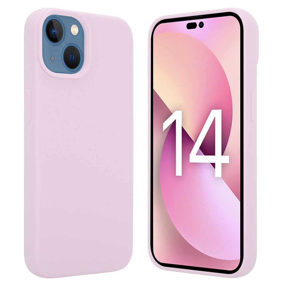 Coverzs Coverzs Luxe Liquid Silicone case geschikt voor iPhone 14 Plus (roze) + ShieldCase screenprotector - beschermglas iPhone bescherming - iPhone case bescherm hoesje + Screenprotector