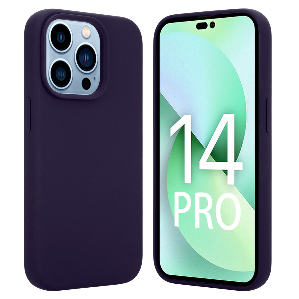 Coverzs Coverzs Luxe Liquid Silicone case geschikt voor iPhone 14 Pro (navy blauw) + ShieldCase screenprotector - beschermglas iPhone bescherming - iPhone case bescherm hoesje + Screenprotector