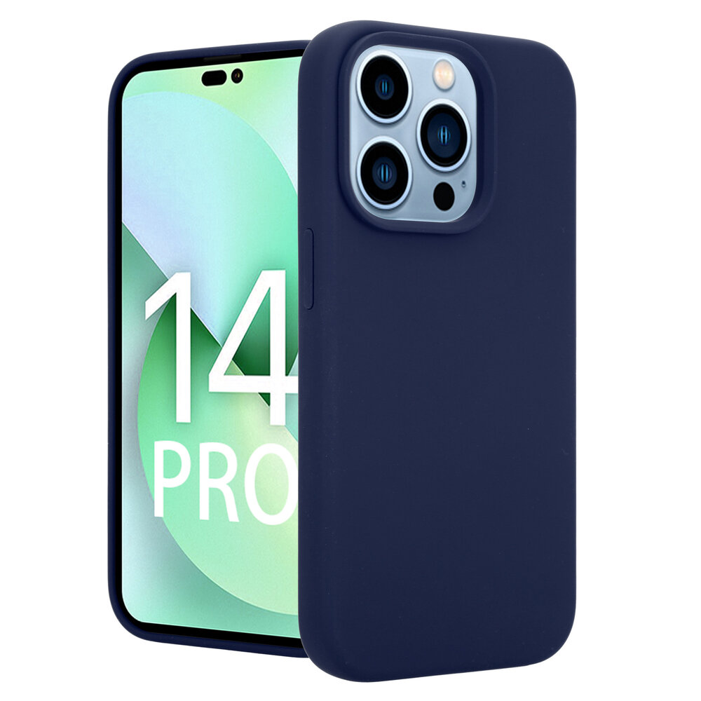 Coverzs Coverzs Luxe Liquid Silicone case geschikt voor iPhone 14 Pro (royaal blauw) + ShieldCase screenprotector - beschermglas iPhone bescherming - iPhone case bescherm hoesje + Screenprotector