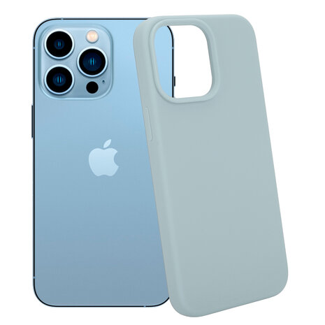 Coverzs Coverzs Luxe Liquid Silicone case geschikt voor iPhone 14 Pro Max (grijsblauw) + ShieldCase screenprotector - beschermglas iPhone bescherming - iPhone case bescherm hoesje + Screenprotector