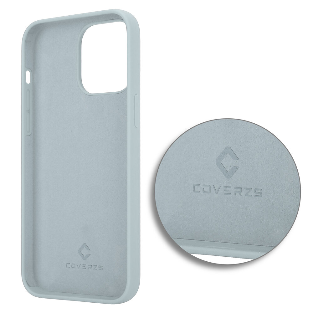Coverzs Coverzs Luxe Liquid Silicone case geschikt voor iPhone 14 Pro Max (grijsblauw) + ShieldCase screenprotector - beschermglas iPhone bescherming - iPhone case bescherm hoesje + Screenprotector