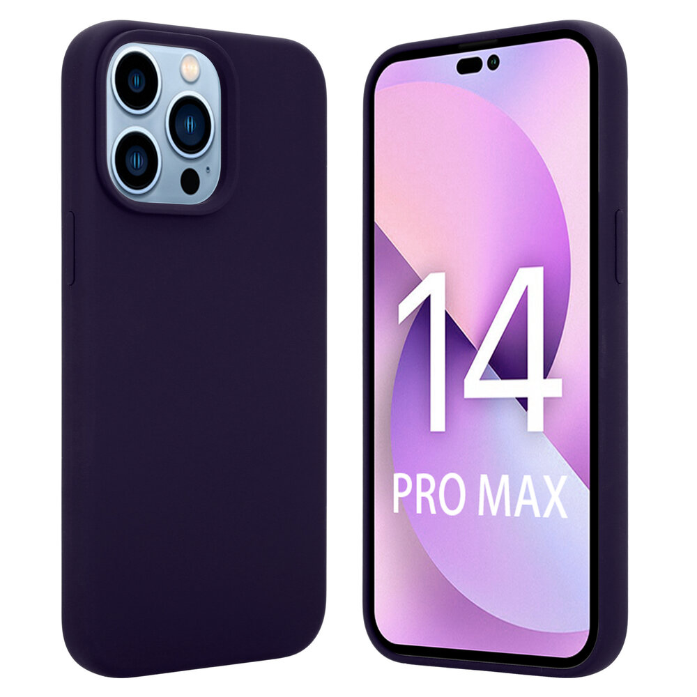 Coverzs Coverzs Luxe Liquid Silicone case geschikt voor iPhone 14 Pro Max (navy blauw) + ShieldCase screenprotector - beschermglas iPhone bescherming - iPhone case bescherm hoesje + Screenprotector
