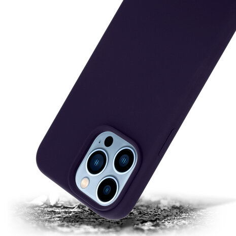 Coverzs Coverzs Luxe Liquid Silicone case geschikt voor iPhone 14 Pro Max (navy blauw) + ShieldCase screenprotector - beschermglas iPhone bescherming - iPhone case bescherm hoesje + Screenprotector