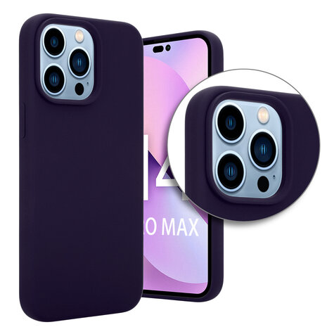 Coverzs Coverzs Luxe Liquid Silicone case geschikt voor iPhone 14 Pro Max (navy blauw) + ShieldCase screenprotector - beschermglas iPhone bescherming - iPhone case bescherm hoesje + Screenprotector