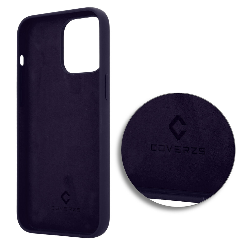 Coverzs Coverzs Luxe Liquid Silicone case geschikt voor iPhone 14 Pro Max (navy blauw) + ShieldCase screenprotector - beschermglas iPhone bescherming - iPhone case bescherm hoesje + Screenprotector