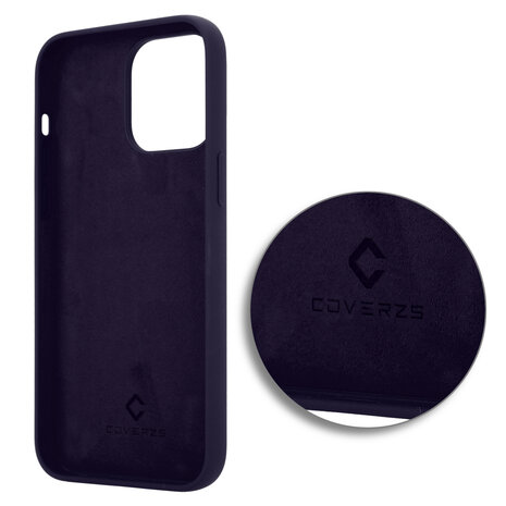Coverzs Coverzs Luxe Liquid Silicone case geschikt voor iPhone 14 Pro Max (navy blauw) + ShieldCase screenprotector - beschermglas iPhone bescherming - iPhone case bescherm hoesje + Screenprotector