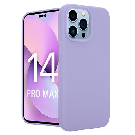 Coverzs Coverzs Luxe Liquid Silicone case geschikt voor iPhone 14 Pro Max (paars) + ShieldCase screenprotector - beschermglas iPhone bescherming - iPhone case bescherm hoesje + Screenprotector