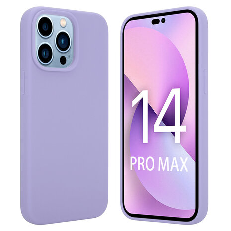 Coverzs Coverzs Luxe Liquid Silicone case geschikt voor iPhone 14 Pro Max (paars) + ShieldCase screenprotector - beschermglas iPhone bescherming - iPhone case bescherm hoesje + Screenprotector