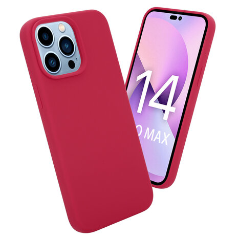 Coverzs Coverzs Luxe Liquid Silicone case geschikt voor iPhone 14 Pro Max (rood) + ShieldCase screenprotector - beschermglas iPhone bescherming - iPhone case bescherm hoesje + Screenprotector